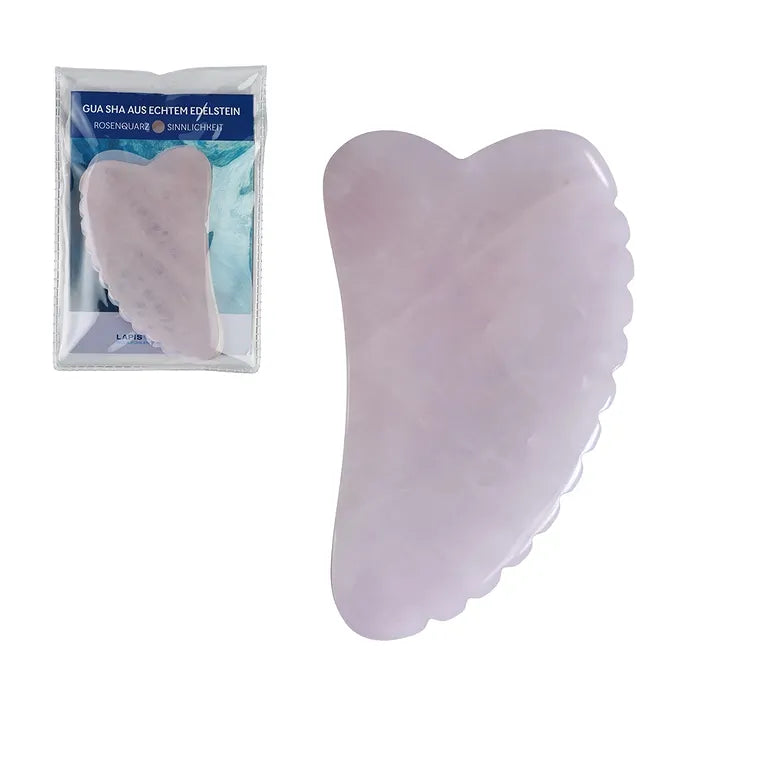 Gua Sha Rosenquarz mit Zähnchen – Gesichtsmassage & Selbstliebe | TCM Edelstein