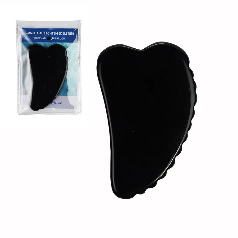 Gua Sha Obsidian mit Zähnchen – Gesichtsmassage & Lymphdrainage | TCM Naturstein